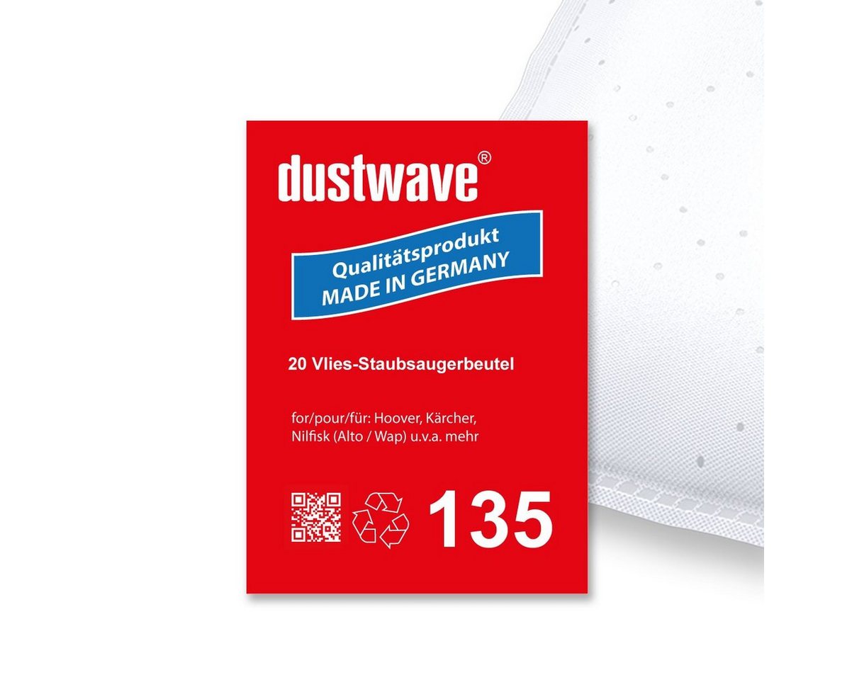 Dustwave Staubsaugerbeutel Megapack, passend für Arlett 121, 20 St., Megapack, 20 Staubsaugerbeutel + 2 Hepa-Filter (ca. 15x15cm - zuschneidbar) von Dustwave