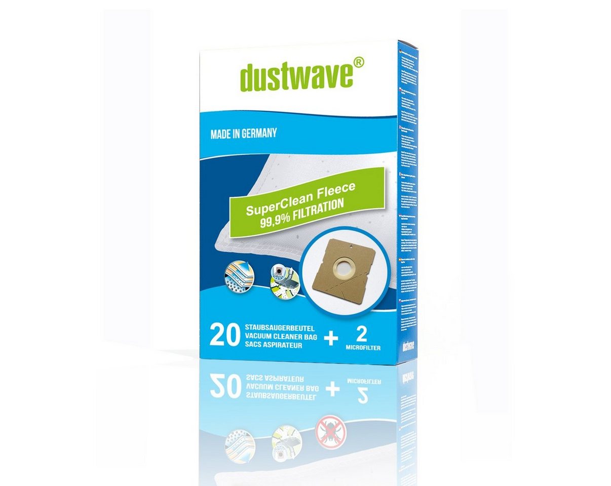 Dustwave Staubsaugerbeutel Superpack, passend für AFK BS 1300 C, 40 St., Superpack, 40 Staubsaugerbeutel + 4 Hepa-Filter (ca. 15x15cm - zuschneidbar) von Dustwave