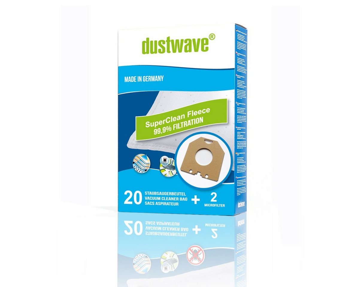 Dustwave Staubsaugerbeutel Superpack, passend für Adix PH 140, 40 St., Superpack, 40 Staubsaugerbeutel + 4 Hepa-Filter (ca. 15x15cm - zuschneidbar) von Dustwave