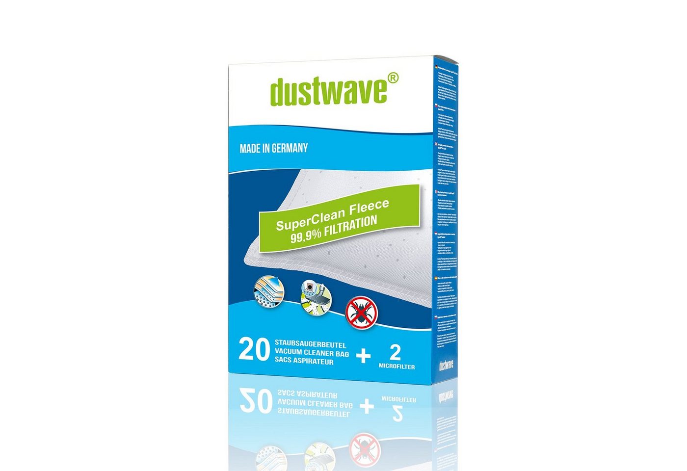 Dustwave Staubsaugerbeutel Superpack, passend für Adix QU 370, 40 St., Superpack, 40 Staubsaugerbeutel + 4 Hepa-Filter (ca. 15x15cm - zuschneidbar) von Dustwave