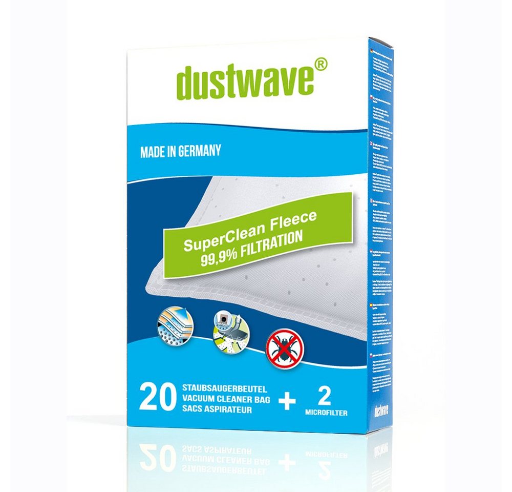 Dustwave Staubsaugerbeutel Superpack, passend für Amadis AST 3410 / AST3410, 40 St., Superpack, 40 Staubsaugerbeutel + 4 Hepa-Filter (ca. 15x15cm - zuschneidbar) von Dustwave