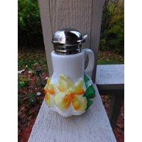 Vintage Dithridge Alba Variant Handgemalter Blumen Milchglas Sirup - Circa 1900 Von Dustymillerantiques von DustyMillerAntiques