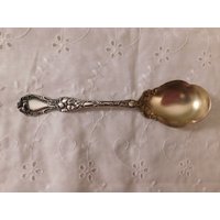 Vintage R Wallace Floral Silber Teller Großer Jelly Löffel - Gold Wash Bowl 1902 Von Dustymillerantiques von DustyMillerAntiques