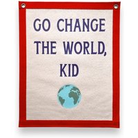 Los Verändere Die Welt, Kind | Filz Wimpelkette Zum Aufhängen Vintage Girlande Wanddekoration Wandbehang von DustyPennants