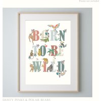 Born To Be Wild in Verschiedenen Farben - Dschungeltiere Kinderzimmer Poster Kinderdrucke Skandinavisch Liberty von DustyPinksAndPolars