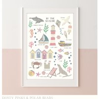 Floral Edition - By The Seaside Print Sea Theme Schlafzimmer Fisch Strand Delfin Kinderdrucke Kinderzimmer Liberty von DustyPinksAndPolars