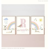 Personalisiertes 3Er Set Regenbogen Prints Und Namen Print - Kinderzimmer Kinderdrucke Wandkunst Poster von DustyPinksAndPolars