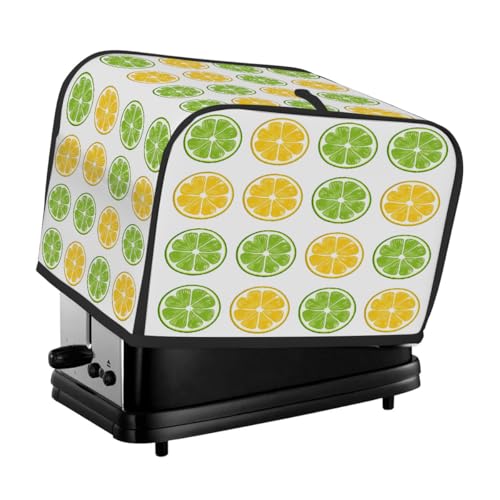 Cartoon Gelb Grün Zitronenscheiben Toaster Abdeckung 2 Scheiben für Küchengeräte Wasserdicht Oxford Stoff Geräteabdeckung mit Seitentasche & Griffschlaufe, Staubdicht & Verschleißfest von Dusviba