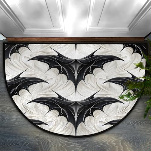 Dusviba Abstrakte Kunst, Halloween-Fußmatte, Fledermaus, halbrund, rutschfester Eingangsteppich, weiche, saugfähige Mikrofaser, halbrund, Fußmatte für Flur, Schlafzimmer, Garage, Terrasse Dusviba Abstrakte Kunst, Halloween-Fußmatte, Fledermaus, halbrund, rutschfester Eingangsteppich, weiche, saugfähige Mikrofaser, halbrund, Fußmatte für Flur, Schlafzimmer, Garage, Terrasse von Dusviba