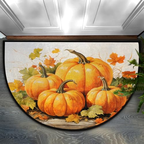 Dusviba Fußmatte mit Aquarell-Herbst-Kürbis, halbrund, rutschfest, für den Eingangsbereich, weiche, saugfähige Mikrofaser, halbrund, Fußmatte für Flur, Schlafzimmer, Garage, Terrasse, Heimdekoration Dusviba Fußmatte mit Aquarell-Herbst-Kürbis, halbrund, rutschfest, für den Eingangsbereich, weiche, saugfähige Mikrofaser, halbrund, Fußmatte für Flur, Schlafzimmer, Garage, Terrasse, Heimdekoration von Dusviba