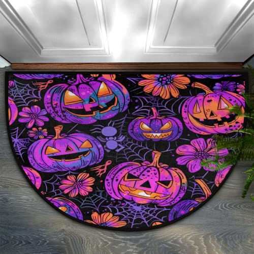 Dusviba Fußmatte mit Cartoon-Halloween-Kürbissen, halbrund, rutschfester Eingangsteppich, weiche, saugfähige Mikrofaser, halbrund, Fußmatte für Flur, Schlafzimmer, Garage, Terrasse, Heimdekoration, 61 Dusviba Fußmatte mit Cartoon-Halloween-Kürbissen, halbrund, rutschfester Eingangsteppich, weiche, saugfähige Mikrofaser, halbrund, Fußmatte für Flur, Schlafzimmer, Garage, Terrasse, Heimdekoration, 61 von Dusviba
