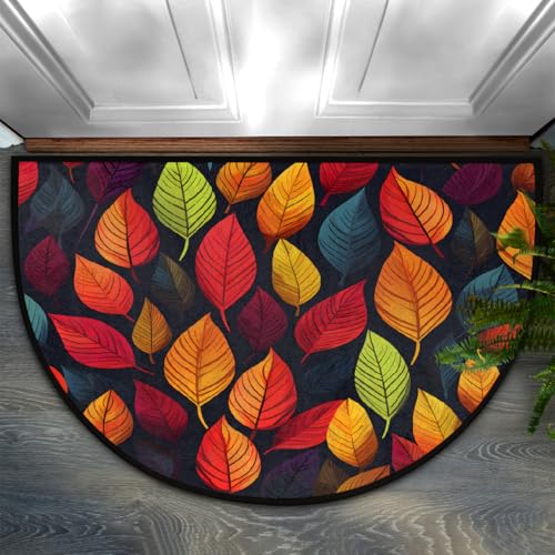 Dusviba Fußmatte mit Herbstblatt-Muster, halbrund, rutschfester Eingangsteppich, weiche, saugfähige Mikrofaser, halbrund, Fußmatte für Flur, Schlafzimmer, Garage, Terrasse, Heimdekoration, 61 x 91 cm Dusviba Fußmatte mit Herbstblatt-Muster, halbrund, rutschfester Eingangsteppich, weiche, saugfähige Mikrofaser, halbrund, Fußmatte für Flur, Schlafzimmer, Garage, Terrasse, Heimdekoration, 61 x 91 cm von Dusviba