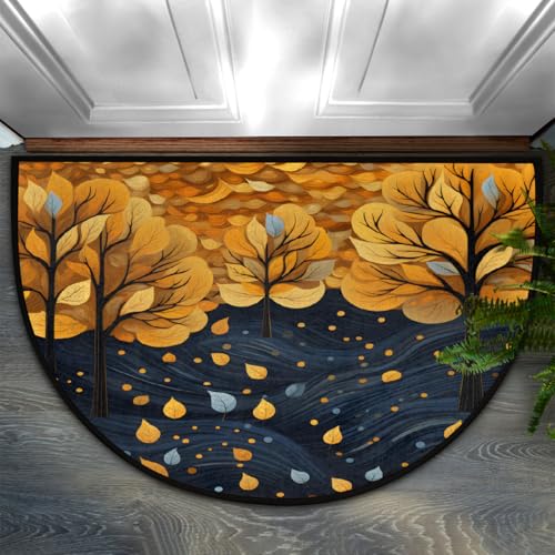 Dusviba Fußmatte mit abstraktem Herbstlaub-Baum, halbrund, rutschfester Eingangsteppich, weiche, saugfähige Mikrofaser, halbrund, Fußmatte für Flur, Schlafzimmer, Garage, Terrasse, Heimdekoration, 61 Dusviba Fußmatte mit abstraktem Herbstlaub-Baum, halbrund, rutschfester Eingangsteppich, weiche, saugfähige Mikrofaser, halbrund, Fußmatte für Flur, Schlafzimmer, Garage, Terrasse, Heimdekoration, 61 von Dusviba