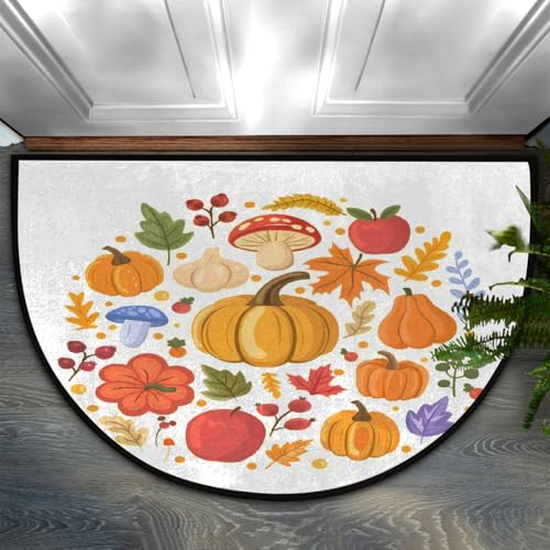 Dusviba Fußmatte mit niedlichem Herbst-Kürbisblätter, halbrund, rutschfester Eingangsteppich, weiche, saugfähige Mikrofaser, halbrund, Fußmatte für Flur, Schlafzimmer, Garage, Terrasse, Heimdekoration Dusviba Fußmatte mit niedlichem Herbst-Kürbisblätter, halbrund, rutschfester Eingangsteppich, weiche, saugfähige Mikrofaser, halbrund, Fußmatte für Flur, Schlafzimmer, Garage, Terrasse, Heimdekoration von Dusviba