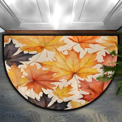 Dusviba Fußmatte mit roten Ahornblättern, rutschfester Eingangsteppich, weiche, saugfähige Mikrofaser, halbrund, Fußmatte für Flur, Schlafzimmer, Garage, Terrasse, Heimdekoration, 61 x 91 cm Dusviba Fußmatte mit roten Ahornblättern, rutschfester Eingangsteppich, weiche, saugfähige Mikrofaser, halbrund, Fußmatte für Flur, Schlafzimmer, Garage, Terrasse, Heimdekoration, 61 x 91 cm von Dusviba