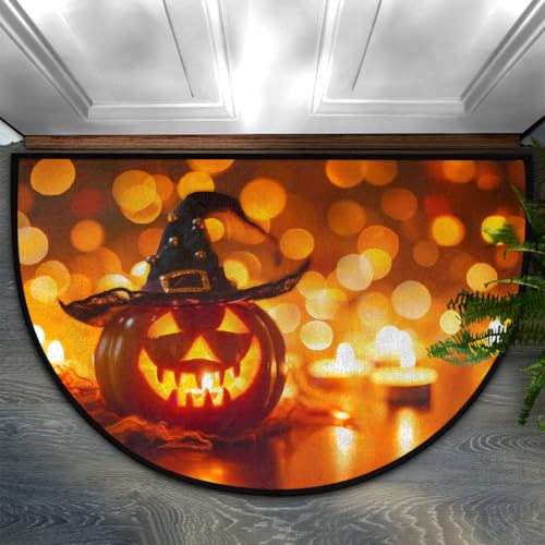 Dusviba Gruselige Halloween-Kürbis-Fußmatte, halbrund, rutschfester Eingangsteppich, weiche, saugfähige Mikrofaser, halbrund, Fußmatte für Flur, Schlafzimmer, Garage, Terrasse, Heimdekoration, 61 x 91 Dusviba Gruselige Halloween-Kürbis-Fußmatte, halbrund, rutschfester Eingangsteppich, weiche, saugfähige Mikrofaser, halbrund, Fußmatte für Flur, Schlafzimmer, Garage, Terrasse, Heimdekoration, 61 x 91 von Dusviba