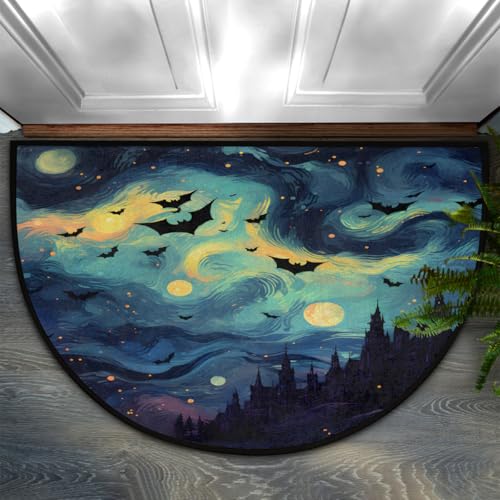 Dusviba Ölgemälde Halloween Fledermaus-Schloss, halbrund, rutschfest, Eingangsteppich, weiche, saugfähige Mikrofaser, halbrund, Fußmatte für Flur, Schlafzimmer, Garage, Terrasse, Heimdekoration, 61 x Dusviba Ölgemälde Halloween Fledermaus-Schloss, halbrund, rutschfest, Eingangsteppich, weiche, saugfähige Mikrofaser, halbrund, Fußmatte für Flur, Schlafzimmer, Garage, Terrasse, Heimdekoration, 61 x von Dusviba