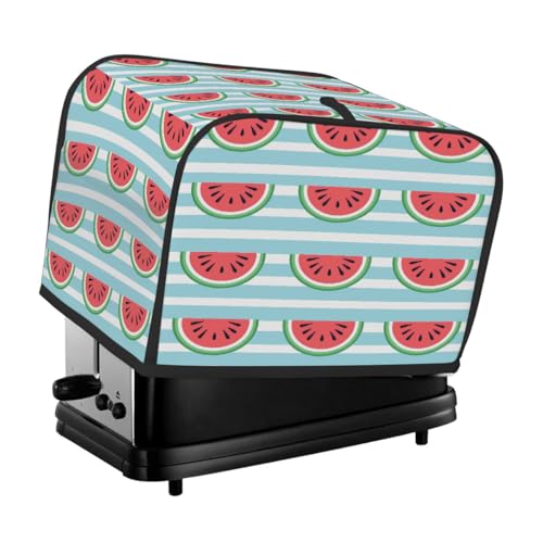 Fruit Watermelon Stripe Toaster Cover 4 Slice for Kitchen Appliances Waterproof Oxford Fabric Appliance Cover with Side Pocket & Handle Loop, Dustproof & Wear-Resistant von Dusviba