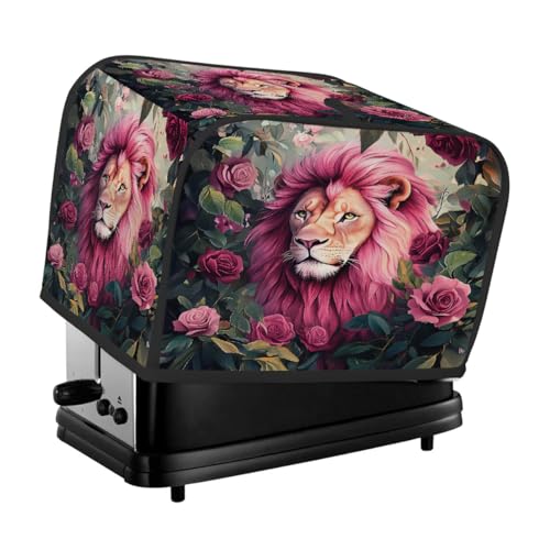 Regal Löwenwaldrose, Toaster-Abdeckung, 2 Scheiben, für Küchengeräte, wasserdichte Oxford-Gewebe-Geräteabdeckung mit Seitentasche und Griffschlaufe, staubdicht und verschleißfest von Dusviba