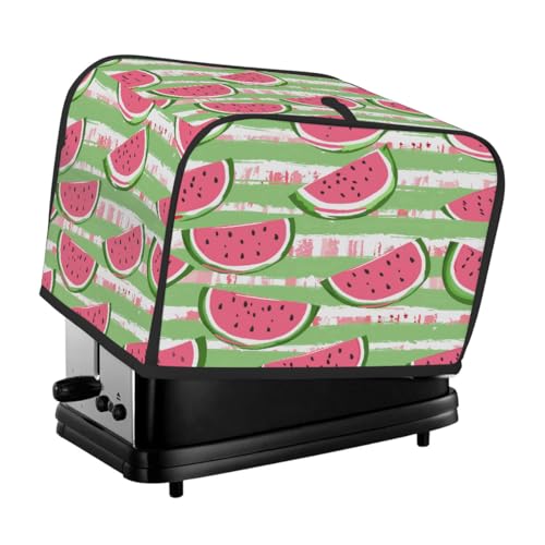 Summer Watermelon Striped Toaster Cover 2 Slice for Kitchen Appliances Waterproof Oxford Fabric Appliance Cover with Side Pocket & Handle Loop, Dustproof & Wear Resistant von Dusviba