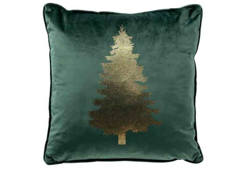 Dutch Decor Dekokissen Deko Kissen Weihnachten Tannenbaum Gold Grün Samt 45 cm, Samtig von Dutch Decor