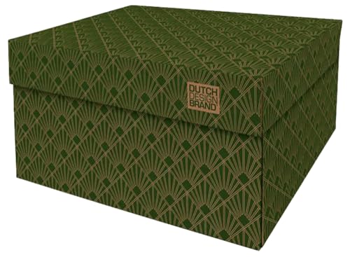 Dutch Design Brand Aufbewahrungsbox Medium mit Deckel – 2 Aufbewahrungsboxen – FSC-zertifizierter, recycelbarer Karton (Größe: 33,2 x 24,2 x 16,5 cm) (Art Deco Velvet Green) von DDB