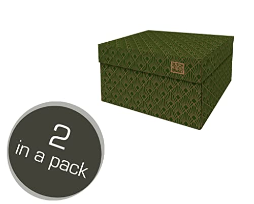 Dutch Design Brand Aufbewahrungsbox Small mit Deckel – 2 Aufbewahrungsboxen – FSC-zertifizierter, recycelbarer Karton (Größe: 27,8 x 20,6 x 14 cm) (Art Deco Velvet Green) von Dutch Design Brand