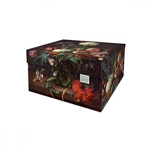Dutch Design Brand Aufbewahrungsbox Small mit Deckel – 2 Aufbewahrungsboxen – FSC-zertifizierter, recycelbarer Karton (Größe: 27,8 x 20,6 x 14 cm) (Flowers) von Dutch Design Brand