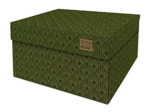 Dutch Design Brand Dekorative Aufbewahrungsboxen mit Deckel – Größe: 38,9 x 31,8 x 21,1 cm – FSC zertifizierter recycelbarer Karton (Druck: art Deco velvet Green) von DDB