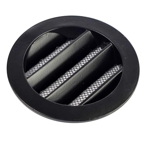 Lüftungsgitter für den Außenbereich, rund, mit Moskitonetz, Aluminium, Schwarz, 80 mm von Dutch Environment Corporation DEC