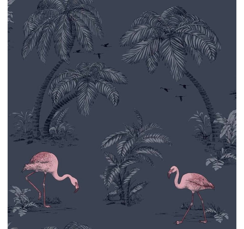 DUTCH WALLCOVERINGS Fototapete Tapete Flamingo Benzin Blau, (1 St) von DUTCH WALLCOVERINGS