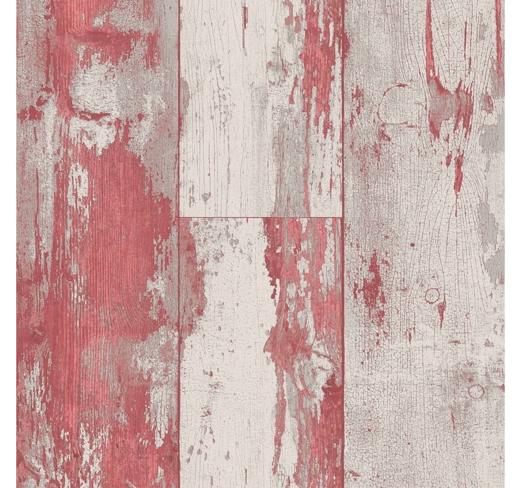 DUTCH WALLCOVERINGS Fototapete Tapete Holzoptik Rot und Beige, (1 St) von DUTCH WALLCOVERINGS