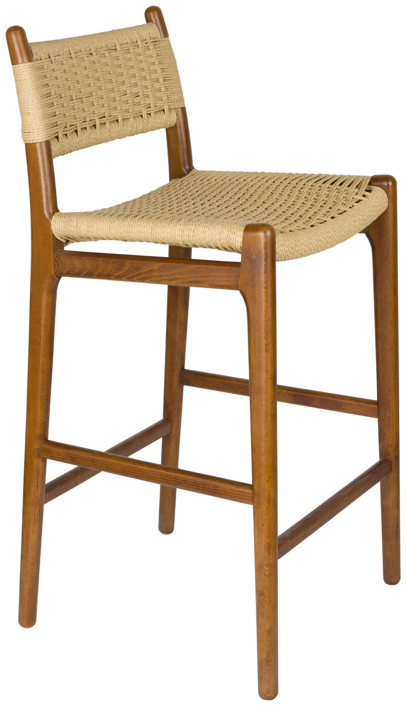 Barhocker Cecile Walnut: Retro-Design aus Holz & Seilgeflecht von DutchBone