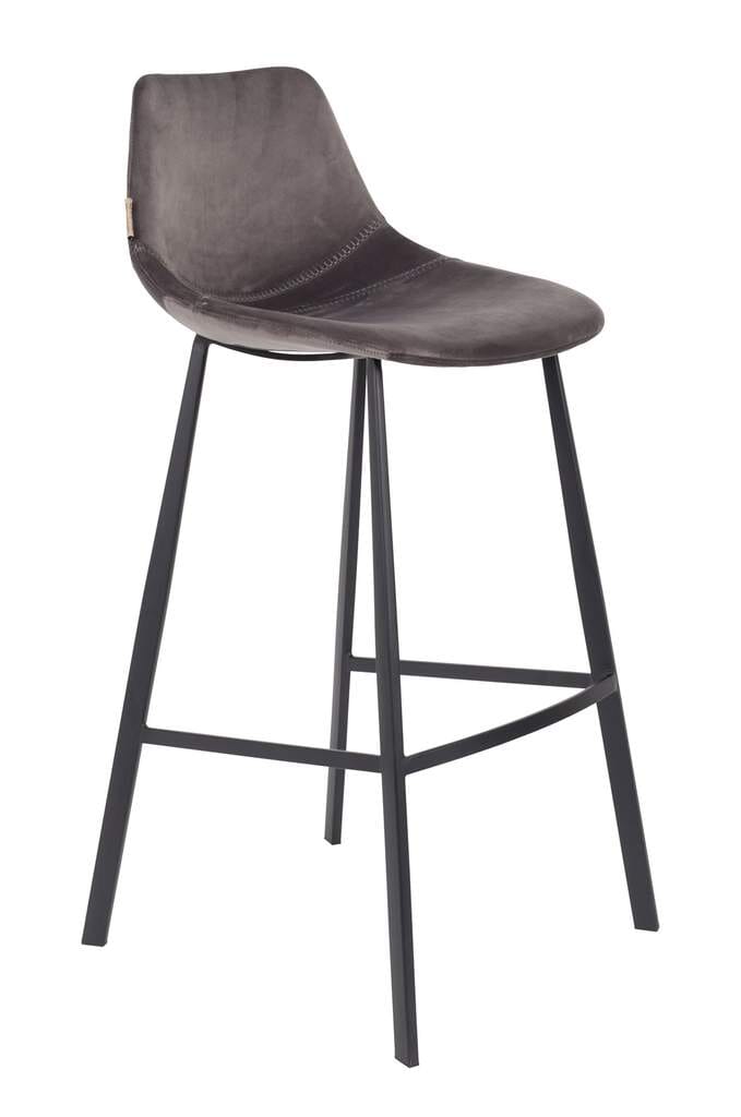 Barhocker FRANKY VELVET Samt Grau von DutchBone von DutchBone