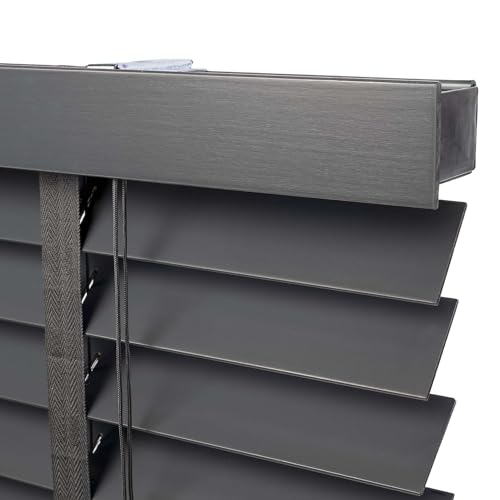 Holz Jalousie 50mm - Anthrazit - 40 cm x 250 cm - Fenster und Tür Jalousie - Holz-Jalousie von Dutchblinds