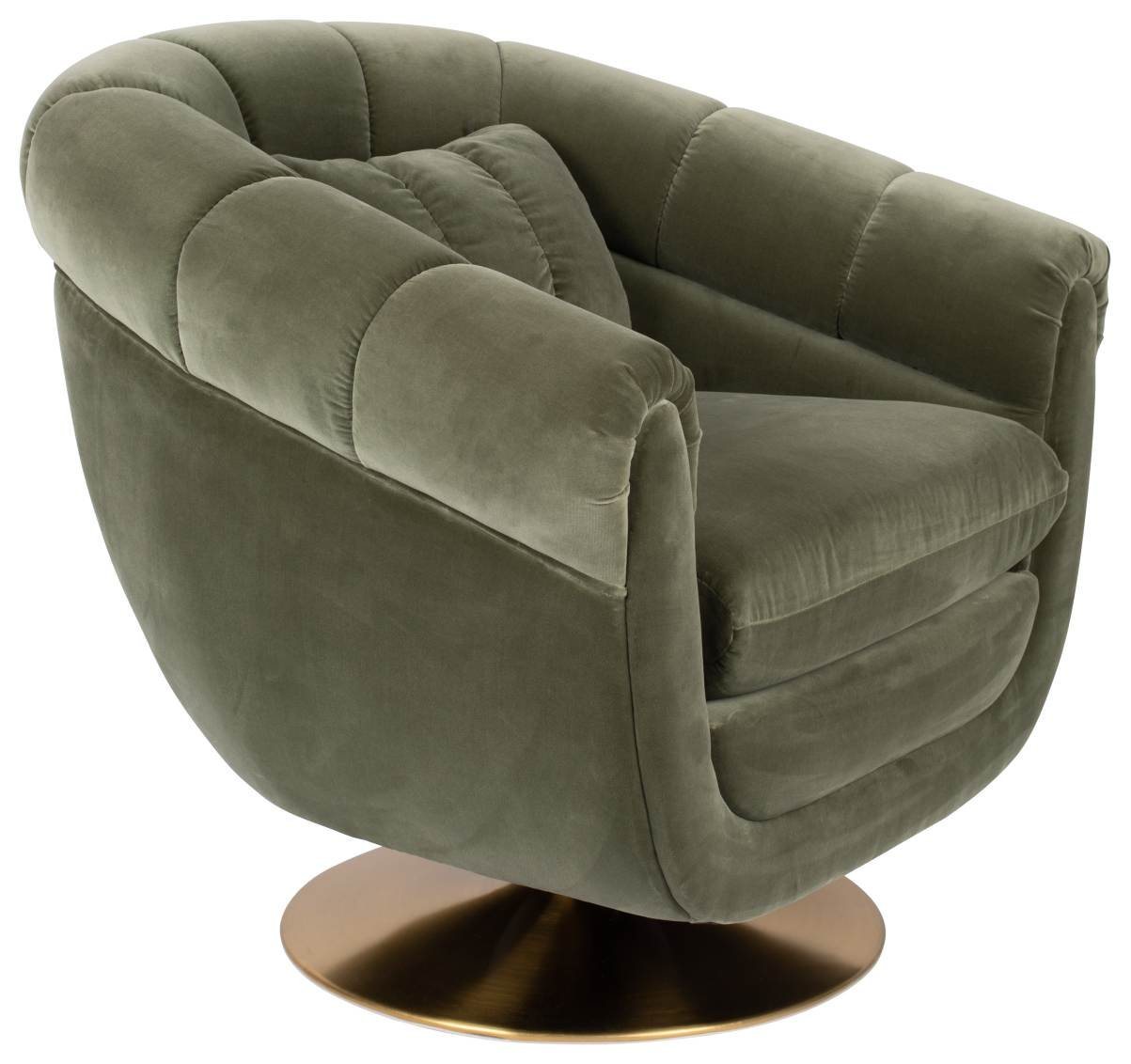 Dutchbone Loungesessel Drehbarer Lounge Sessel MEMBER Samtstoff OLIVE von DutchBone von Dutchbone