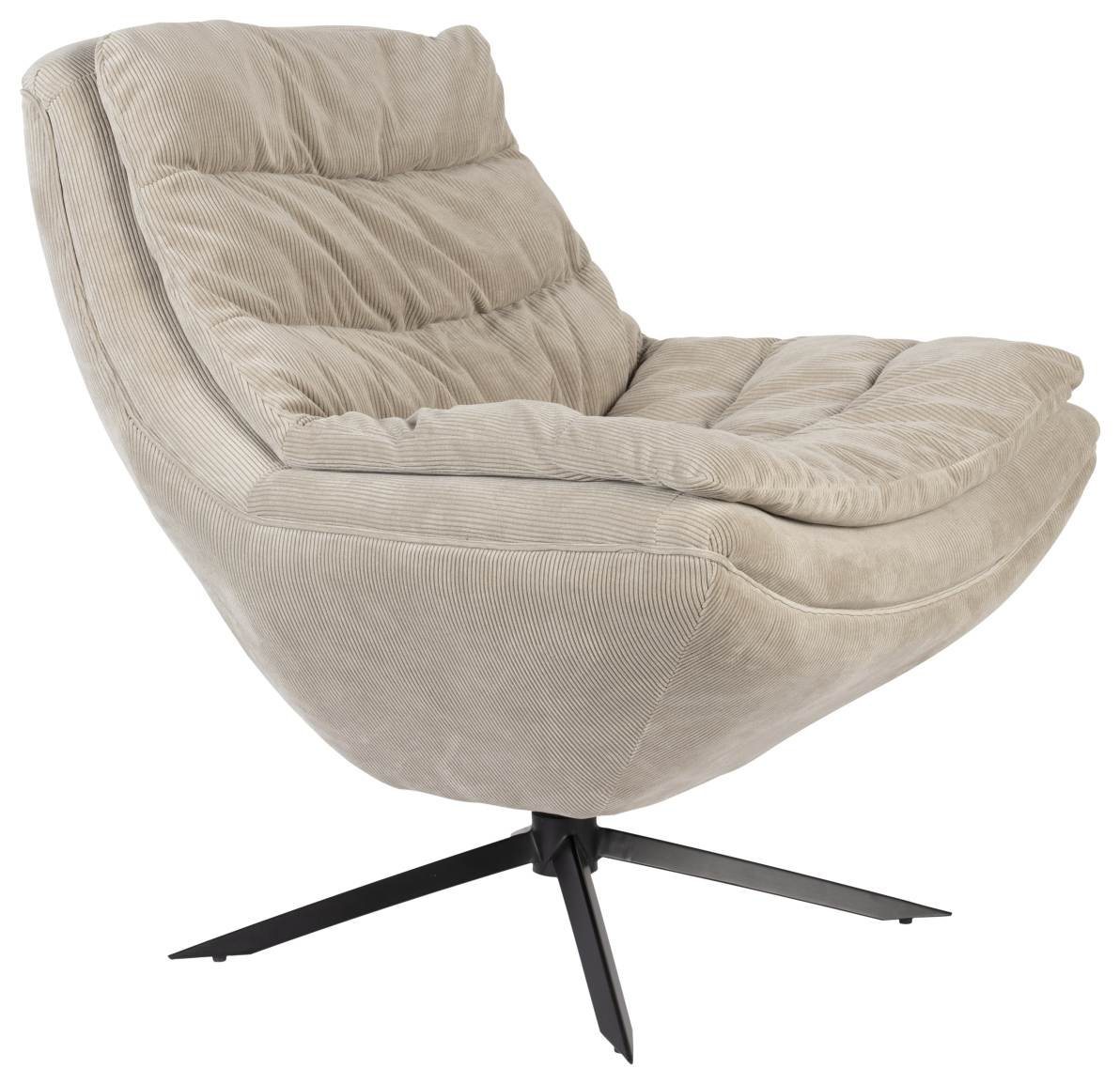 Dutchbone Loungesessel Drehbarer Lounge Sessel VINCE Cordstoff Beige von DutchBone von Dutchbone