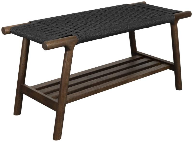 Dutchbone Schuhbank Sitzbank Kintaro Walnuss Japandi-Design & Seilgeflecht von Dutchbone
