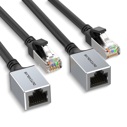 Dutevolns Ethernet Verlängerungskabel 2 Stück, Cat 6 Ethernet Extender Adapter 2M, Netzwerk Stecker auf Buchse Stecker Kabel, RJ45 Extender Kabel, Gigabit LAN Kabel für MC, PC, Router und Modems von Dutevolns