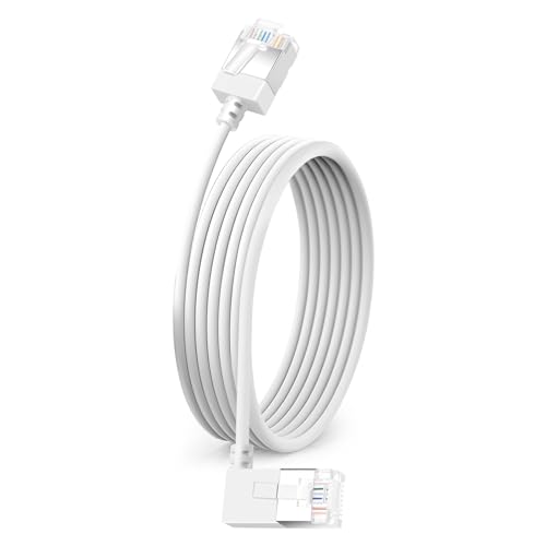 Dutevolns Flexibles Cat 6 Ethernet Kabel 90° rechtwinklig 10 M, ultradünnes Rj45 LAN Kabel Gigabit Anwendbar für Mac, PC, Router, Ps4/5, (Weiß) von Dutevolns