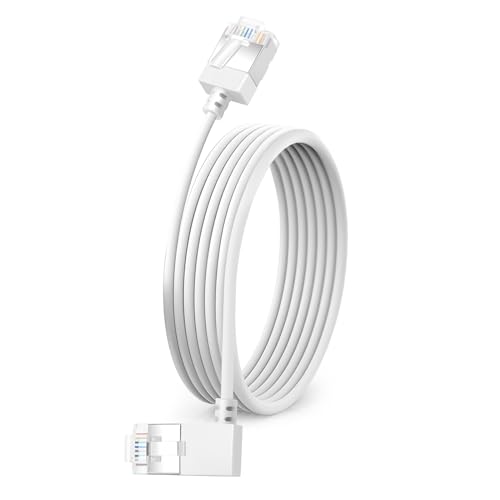 Dutevolns Slim Cat 6 Ethernet Kabel 90° linksgewinkelt 8 M, ultradünnes Rj45 LAN Kabel Gigabit Anwendbar für Mac, PC, Router, Ps4/5, (Weiß) von Dutevolns