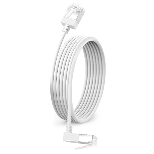 Dutevolns Ultra Thin Cat 6 Ethernet Kabel 90° Abwärtswinkel 5 M, Flexible Slim Rj45 Cat 6a LAN Kabel Gigabit Anwendbar für PC, Router, Ps4/5, (Weiß) von Dutevolns