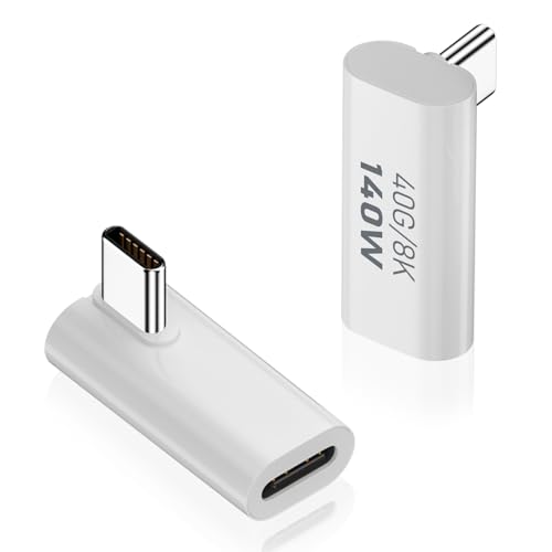 Duttek 90 Degree USB C Adapter 40G, USB C 90 Grad Adapter PD 140W, USB C Angle Extender Adapter mit 8K Video Unterstützung USB 4 Kabel für Laptop, Tablet und Handys (2 Stück) von Duttek