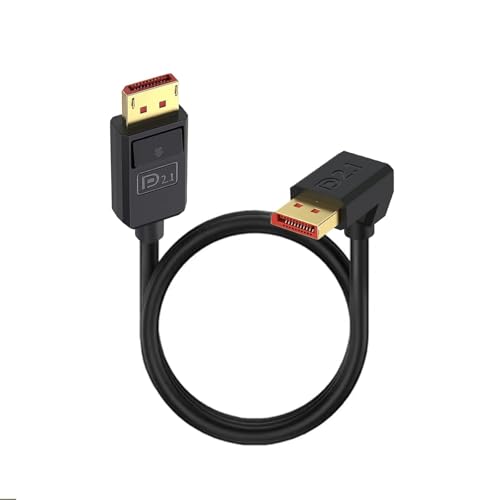 Duttek 90 Grad DisplayPort Kabel 2.1 (0.5M)， Obere Biegung DP Male to DP Displayport Male Kable, 16K@30Hz, 8K@120Hz, 4K@240Hz, Support 52Gbps HDR, HDCP DSC 1.2a von Duttek