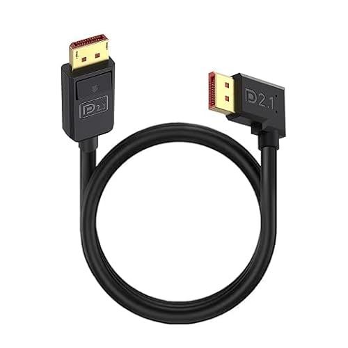 Duttek 90 Grad DisplayPort Kabel 2.1 (0.5M)， Rechter Winkel DP Stecker zu DP Displayport Stecker Kabel, 16K@30Hz, 8K@120Hz, 4K@240Hz, Unterstützung 52Gbps HDR, HDCP DSC 1.2a von Duttek
