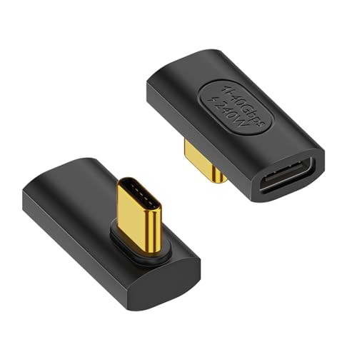 Duttek 90 Grad USB C Winkeladapter 40Gbps, USB C Buchse auf Stecker Adapter 240W, USB C Angle Adapter für Steam Deck, MacBook, Switch, iPhone 15 und weiteren USB C Geräten (2 Stück) von Duttek
