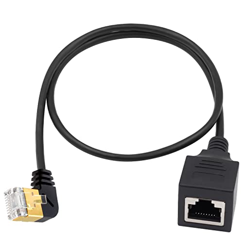 Duttek Cat 8 Ethernet Kabel 0,5 m,RJ45 right angle stecker auf buchse Extende support 40Gbps,2000MHz,RJ45 Ethernetkabel,RJ45 Netzwerkkabelstecker für Notebook,Switch,Desktop,PC.etc von Duttek