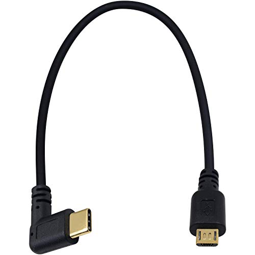 Duttek Micro USB auf USB C Kabel, 90 Grad USB C Stecker auf Micro USB Stecker Adapter Kurztyp C Kabel, für MacBook Pro&Android Geräte (Schwarz, 26 CM) von Duttek