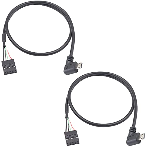 Duttek Micro USB auf USB Header Dupont Kabel, Micro USB Stecker auf 9 polige Buchse PCB Motherboard Dupont Verlängerungskabel (50cm, 2 Stück) von Duttek