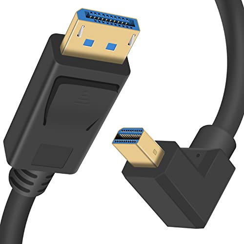 Duttek Mini Displayport auf Displayport 1.4a Kabel, 8K@60Hz Mini DisplayPort Down Angle Stecker auf Displayport Stecker, bidirektionale Übertragung Displayport auf Mini DisplayPort (0,3 m) von Duttek